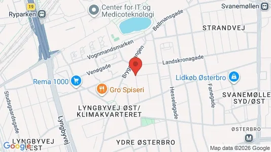 Andelsboliger til salg i Østerbro - kort over placeringen