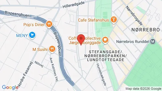 Andelsboliger til salg i Nørrebro - kort over placeringen