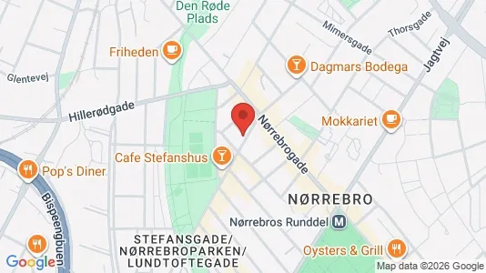 Andelsboliger til salg i Nørrebro - kort over placeringen