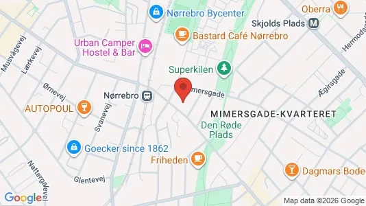 Andelsboliger til salg i Nørrebro - kort over placeringen