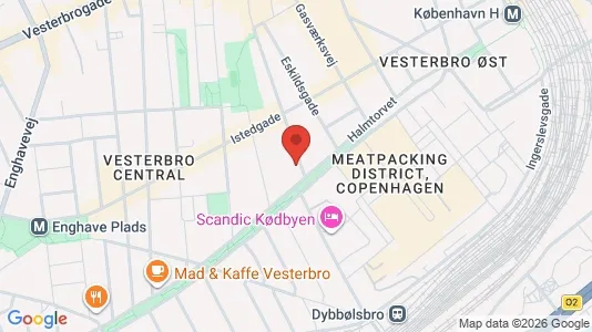 Andelsboliger til salg i Vesterbro - kort over placeringen