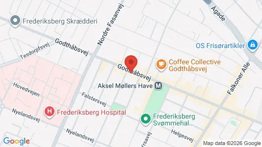 Andelsboliger til salg i Frederiksberg - kort over placeringen