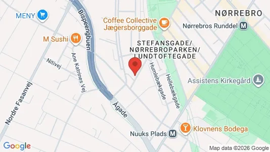 Andelsboliger til salg i Nørrebro - kort over placeringen