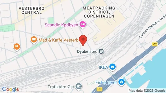 Andelsboliger til salg i Vesterbro - kort over placeringen
