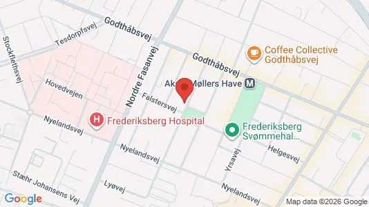 Andelsboliger til salg i Frederiksberg - kort over placeringen
