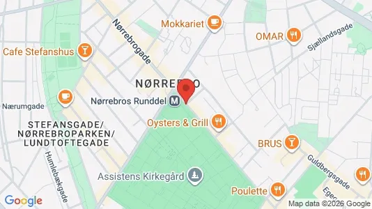 Andelsboliger til salg i Nørrebro - kort over placeringen
