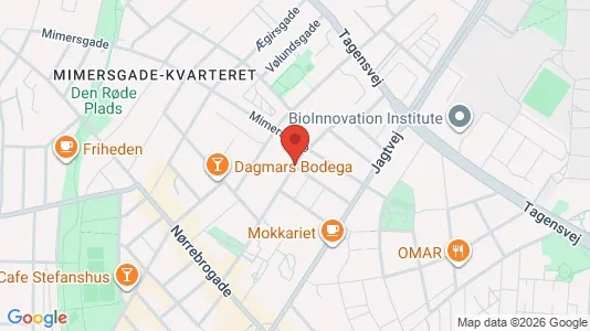 Andelsboliger til salg i Nørrebro - kort over placeringen