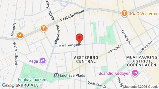 Andelsboliger til salg i Vesterbro - kort over placeringen