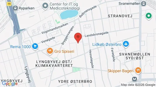 Andelsboliger til salg i Østerbro - kort over placeringen