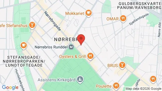Andelsboliger til salg i Nørrebro - kort over placeringen