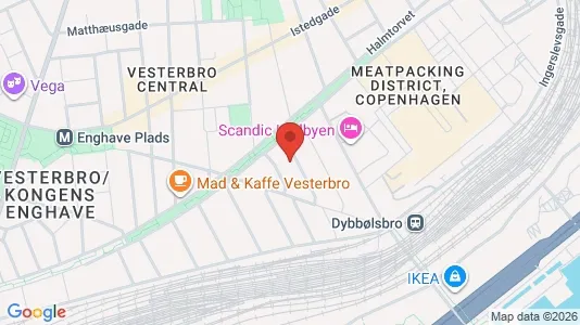 Andelsboliger til salg i Vesterbro - kort over placeringen