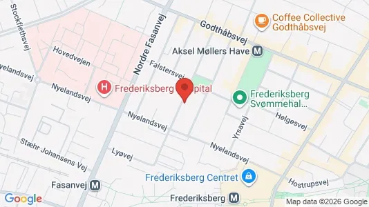 Andelsboliger til salg i Frederiksberg - kort over placeringen