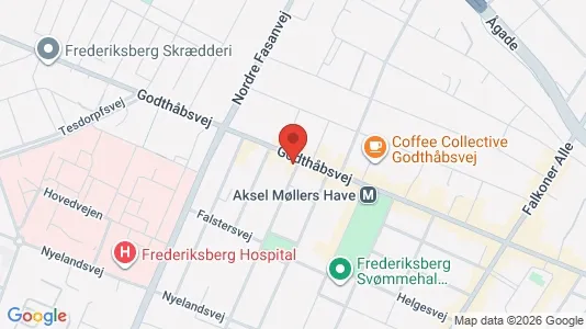 Andelsboliger til salg i Frederiksberg - kort over placeringen
