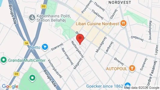 Andelsboliger til salg i København NV - kort over placeringen