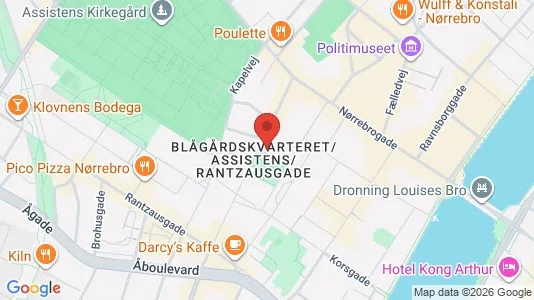 Andelsboliger til salg i Nørrebro - kort over placeringen