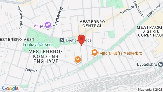 Andelsboliger til salg i Vesterbro - kort over placeringen