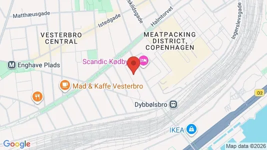 Andelsboliger til salg i Vesterbro - kort over placeringen