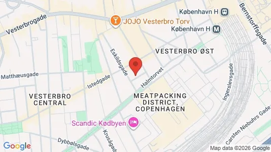 Andelsboliger til salg i Vesterbro - kort over placeringen