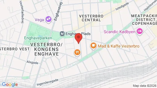 Andelsboliger til salg i Vesterbro - kort over placeringen