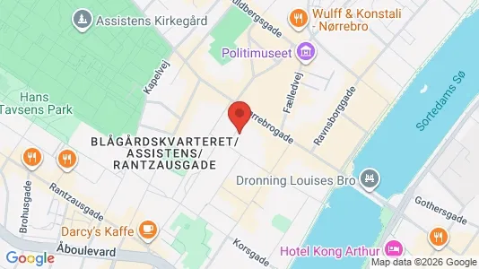 Andelsboliger til salg i Nørrebro - kort over placeringen