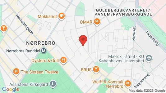 Andelsboliger til salg i Nørrebro - kort over placeringen