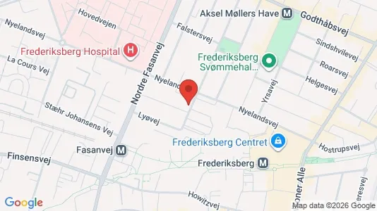Andelsboliger til salg i Frederiksberg - kort over placeringen