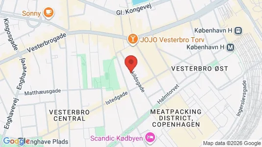 Andelsboliger til salg i Vesterbro - kort over placeringen