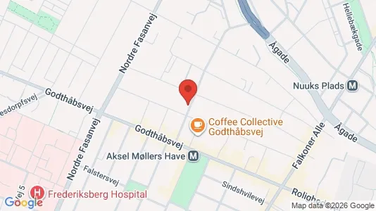 Andelsboliger til salg i Frederiksberg - kort over placeringen
