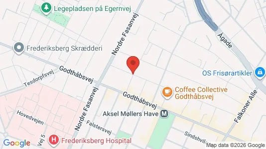 Andelsboliger til salg i Frederiksberg - kort over placeringen