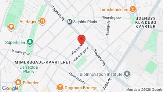 Andelsboliger til salg i Nørrebro - kort over placeringen