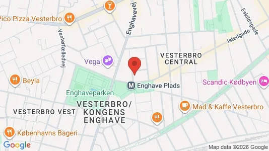 Andelsboliger til salg i Vesterbro - kort over placeringen