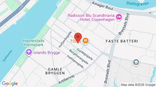 Andelsboliger til salg i København S - kort over placeringen