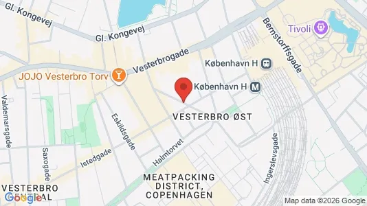 Andelsboliger til salg i Vesterbro - kort over placeringen