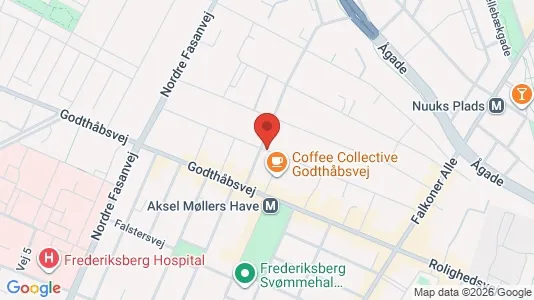 Andelsboliger til salg i Frederiksberg - kort over placeringen