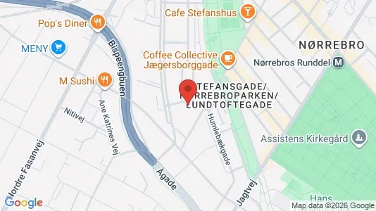 Andelsboliger til salg i Nørrebro - kort over placeringen