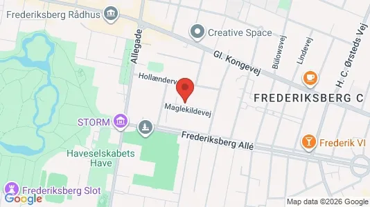 Andelsboliger til salg i Frederiksberg C - kort over placeringen