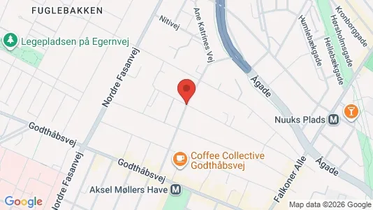 Andelsboliger til salg i Frederiksberg - kort over placeringen