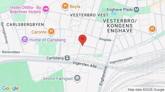 Andelsboliger til salg i Vesterbro - kort over placeringen
