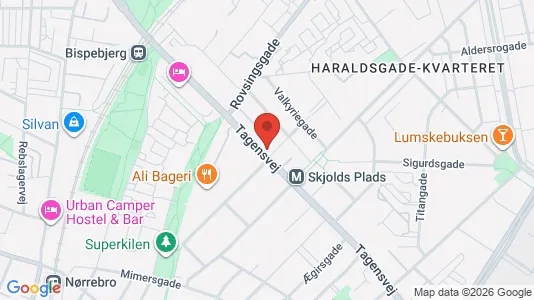 Andelsboliger til salg i Nørrebro - kort over placeringen