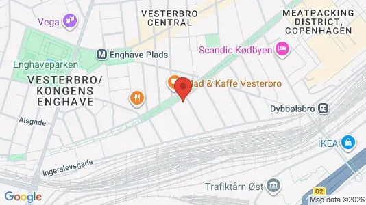 Andelsboliger til salg i Vesterbro - kort over placeringen
