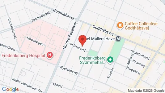 Andelsboliger til salg i Frederiksberg - kort over placeringen
