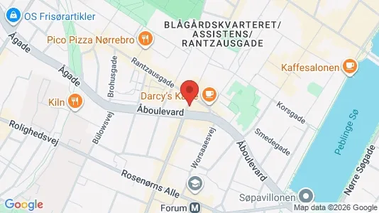Andelsboliger til salg i Nørrebro - kort over placeringen