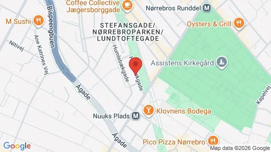 Andelsboliger til salg i Nørrebro - kort over placeringen
