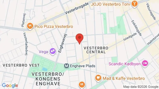 Andelsboliger til salg i Vesterbro - kort over placeringen