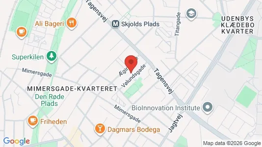 Andelsboliger til salg i Nørrebro - kort over placeringen
