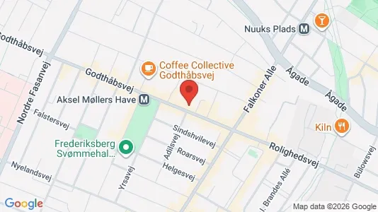 Andelsboliger til salg i Frederiksberg - kort over placeringen