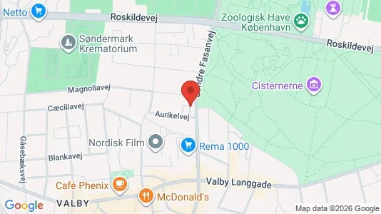 Andelsboliger til salg i Frederiksberg - kort over placeringen