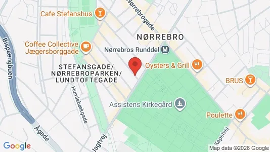 Andelsboliger til salg i Nørrebro - kort over placeringen