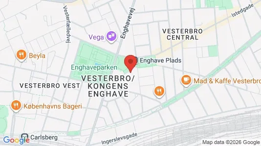 Andelsboliger til salg i Vesterbro - kort over placeringen