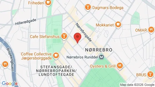 Andelsboliger til salg i Nørrebro - kort over placeringen